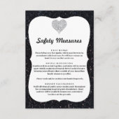 Zwarte Glitter Diamanten Hart Veiligheidsmaatregel Informatiekaartje (Voorkant)