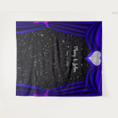 Zwarte Glitter Diamond Heart Blue Curtain-achtergr Wandkleed (Voorkant (horizontaal))