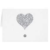 Zwarte Glitter Diamond Heart Table Kaart (Achterkant Horizontaal)