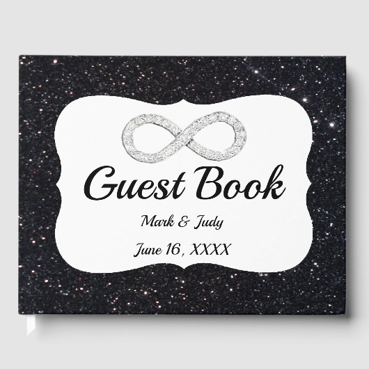Zwarte Glitter Diamond Infinity Guestbook Gastenboek (Voorkant)