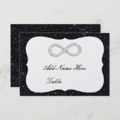 Zwarte Glitter Diamond Infinity Table Place Card Kaart (Voorkant / Achterkant)