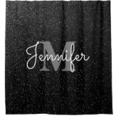 Zwarte glitter douchegordijn (Voorkant)