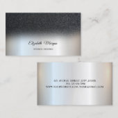 Zwarte glitter Elegant Professional Silver Visitekaartje (Voorkant / Achterkant)
