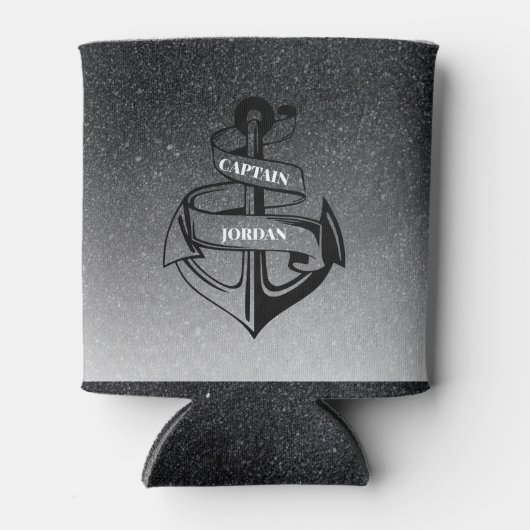 Zwarte glitter en anker blikjeskoeler (Voorkant)