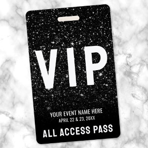 Zwarte Glitter Event VIP-Pas Badge