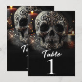 Zwarte Glitter Glam Schitter Schedel Tafelnummer (Voorkant / Achterkant)