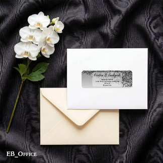 Zwarte Glitter Glanzende Elegante Retouradres Etiket