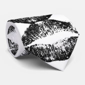 Zwarte Glitter Lips #2 Stropdas (Opgerold)