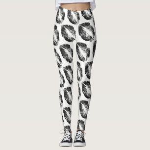 Zwarte glitter Lips Moderne White Leggings