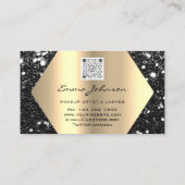 Zwarte Glitter Makeup Artist Lashes QR-code Visitekaartje (Achterkant)
