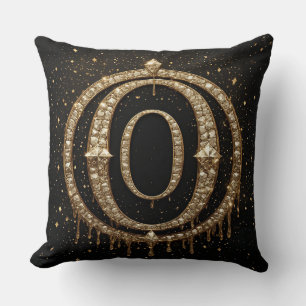 Zwarte Glitter Monogram Letter O Voor Online Winke Kussen