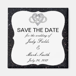 Zwarte Glitter Oneindigheid Hart Save The Date Mag Magneet