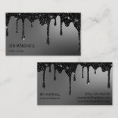 zwarte glitter op grijs visitekaartje (Voorkant / Achterkant)