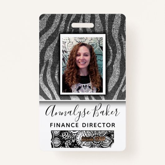 Zwarte Glitter Professional CNA Zuster Fotonaam Badge (Voorkant)