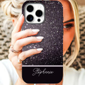 Zwarte Glitter Schittering Aangepaste Naam Case-Mate iPhone Case