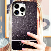 Zwarte Glitter Schittering Aangepaste Naam Case-Mate iPhone Case