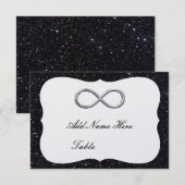 Zwarte Glitter Silver Infinity Table Place Card Kaart (Voorkant / Achterkant)