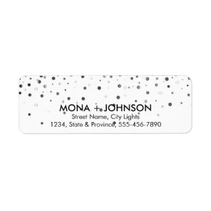 Zwarte glitter Sparkle Confetti Stippen Moderne Etiket