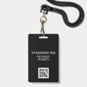 Zwarte Glitter VIP-pas met QR-code-ID Badge (Achterkant met lanyard)