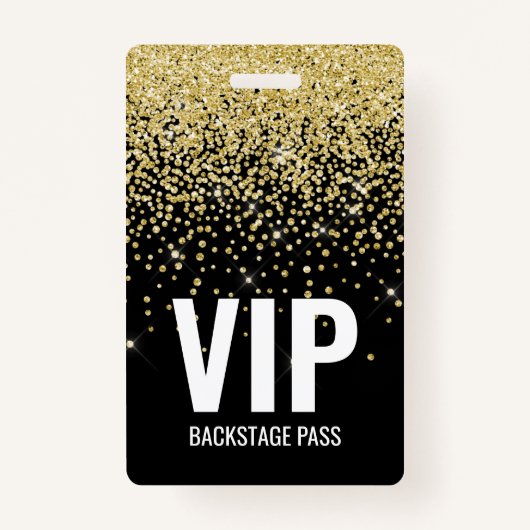 Zwarte Glitter VIP-pas met QR-code-ID Badge (Voorkant)