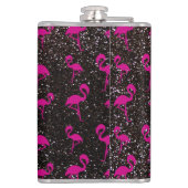 Zwarte glitterroze flamingo heupfles (Achterkant)