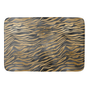 Zwarte Glitz Gold Animal Print Badmat