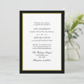 Zwarte Gold Border - Bride Groom Wedding Invitatio Kaart (Staand voorkant)