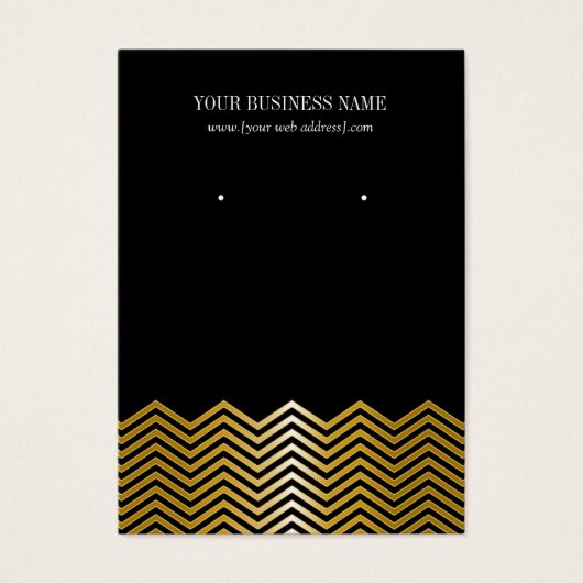 Zwarte Gold Chevron - Aangepaste verhuurkaart Visitekaartje (Voorkant)