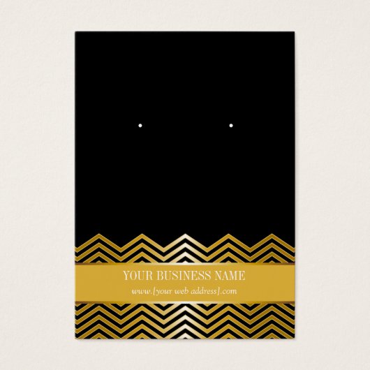Zwarte Gold Chevron - Aangepaste verhuurkaart Visitekaartjes (Voorkant)