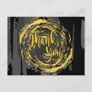 Zwarte Gold-cirkel Dank u Abstract Glitter Briefkaart