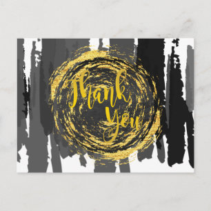 Zwarte Gold-cirkel Dank u Abstract Glitter Briefkaart