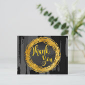 Zwarte Gold-cirkel Dank u Abstract Glitter Briefkaart (Staand voorkant)