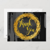 Zwarte Gold-cirkel Dank u Abstract Glitter Briefkaart (Voorkant / Achterkant)