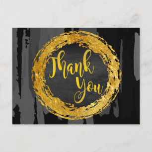 Zwarte Gold-cirkel Dank u Abstract Glitter Briefkaart