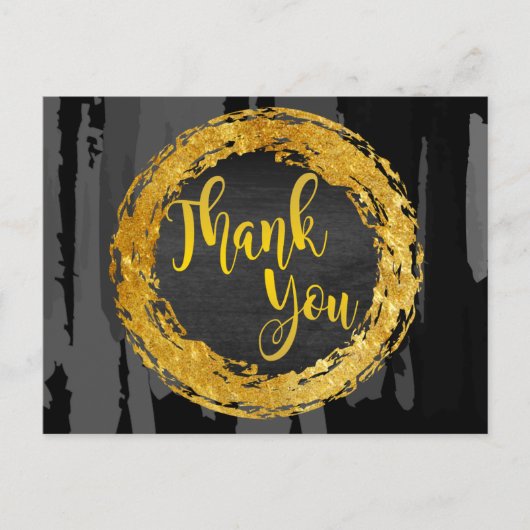 Zwarte Gold-cirkel Dank u Abstract Glitter Briefkaart (Voorkant)