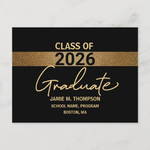 Zwarte Gold Class of 2022 Afstuderen Notice Briefkaart