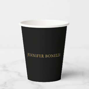 Zwarte Gold Colors Professional Trendy Modern Plai Papieren Bekers