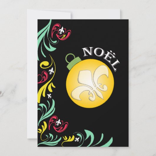 Zwarte Gold Fleur de Lis - Uitnodiging voor kerstf (Voorkant)