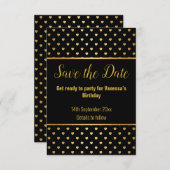 ZWARTE GOLD-HARTPATROON BEWAREN DE DATUM RSVP KAARTJE (Voorkant / Achterkant)