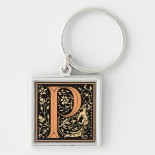 Zwarte & Gold Letter "P" Sleutelhanger
