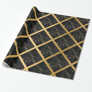 ZWARTE GOLD MARBLE BIRTHDAY WEDDING WRAP CADEAUPAPIER