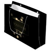 Zwarte Gold Minimale naam Luxury Branding Lights Groot Cadeauzakje (Voorkant Gekanteld)