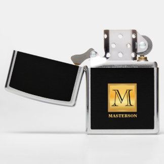 Zwarte & Gold Monogram Zippo Lighter voor Mannen