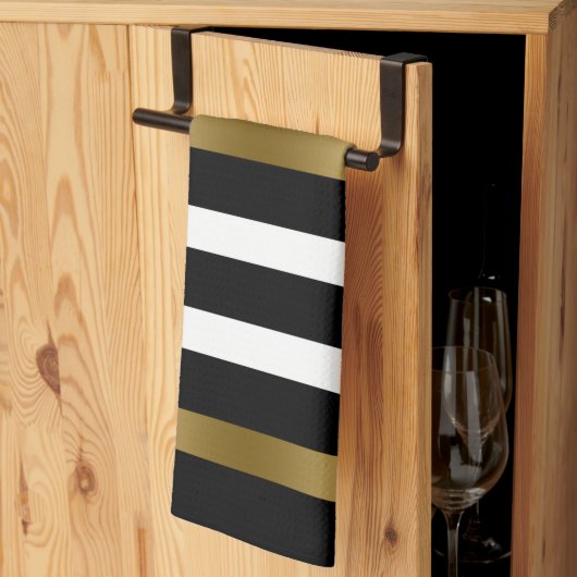 Zwarte & Gold Stripes Theedoek (Derde Gevouwen)