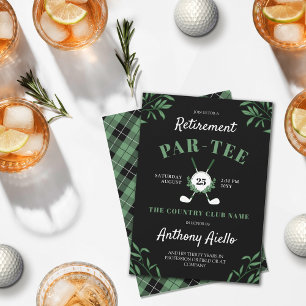 Zwarte Golf Retirement Party Met Groene Decoratie Kaart