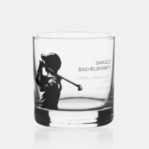 Zwarte golfer Golfreis vrijgezellenfeest minimalis Whisky Glas