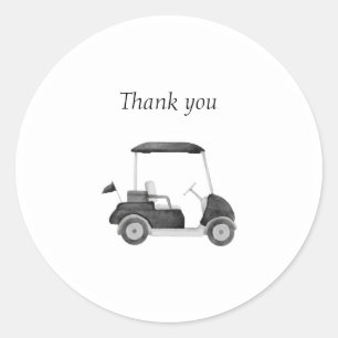 Zwarte golfkar baby shower ronde sticker