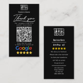 Zwarte Google Review Sjabloon met QR Code Link Visitekaartje (Voorkant / Achterkant)