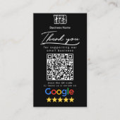 Zwarte Google Review Sjabloon met QR Code Link Visitekaartje (Voorkant)