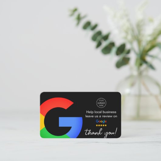 Zwarte Google-Reviewen | Business Review US QR Cod Visitekaartje (Staand voorkant)